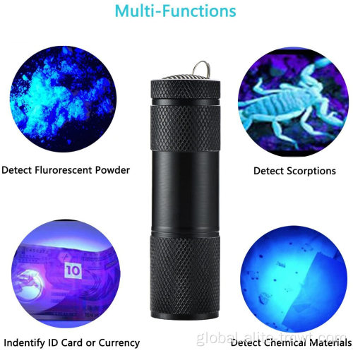 Uv Torch Portable 9 LED Mini Flashlight Black Handheld Light for Camping Running Emergency Pets Urine and Stain Detector Manufactory